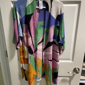 Chico's Multicolor Abstract Knit Open  Cardigan Size 2